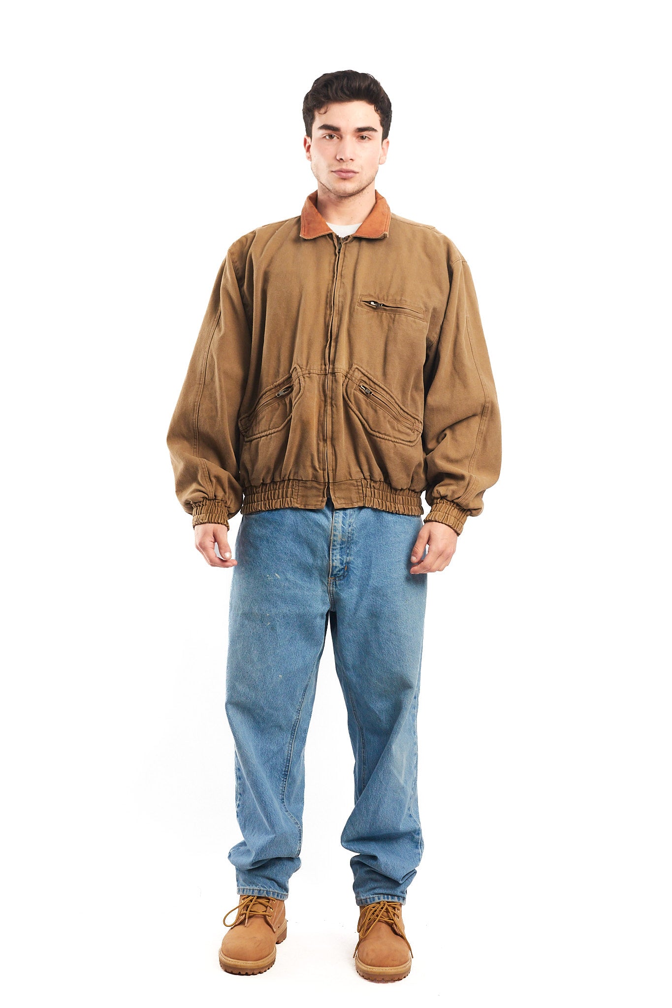 2000 Vintage Leather Collar Workwear Jacket (L)