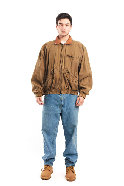 2000 Vintage Leather Collar Workwear Jacket (L)