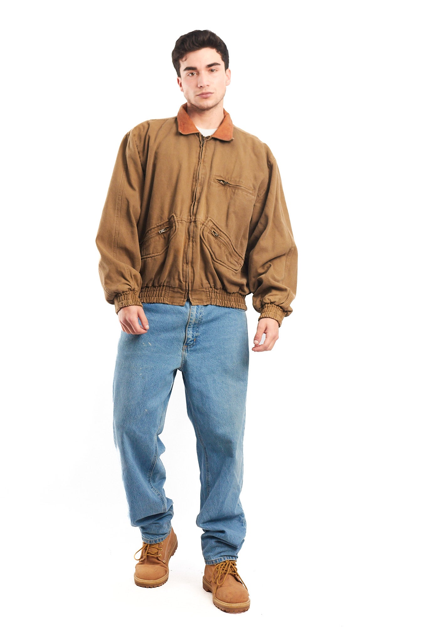 2000 Vintage Leather Collar Workwear Jacket (L)