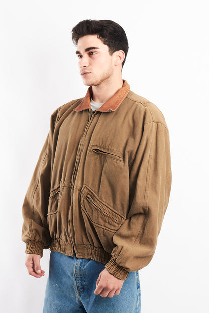 2000 Vintage Leather Collar Workwear Jacket (L)