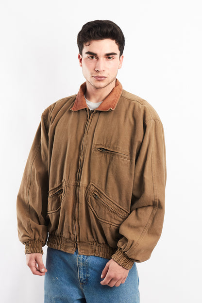 2000 Vintage Leather Collar Workwear Jacket (L)