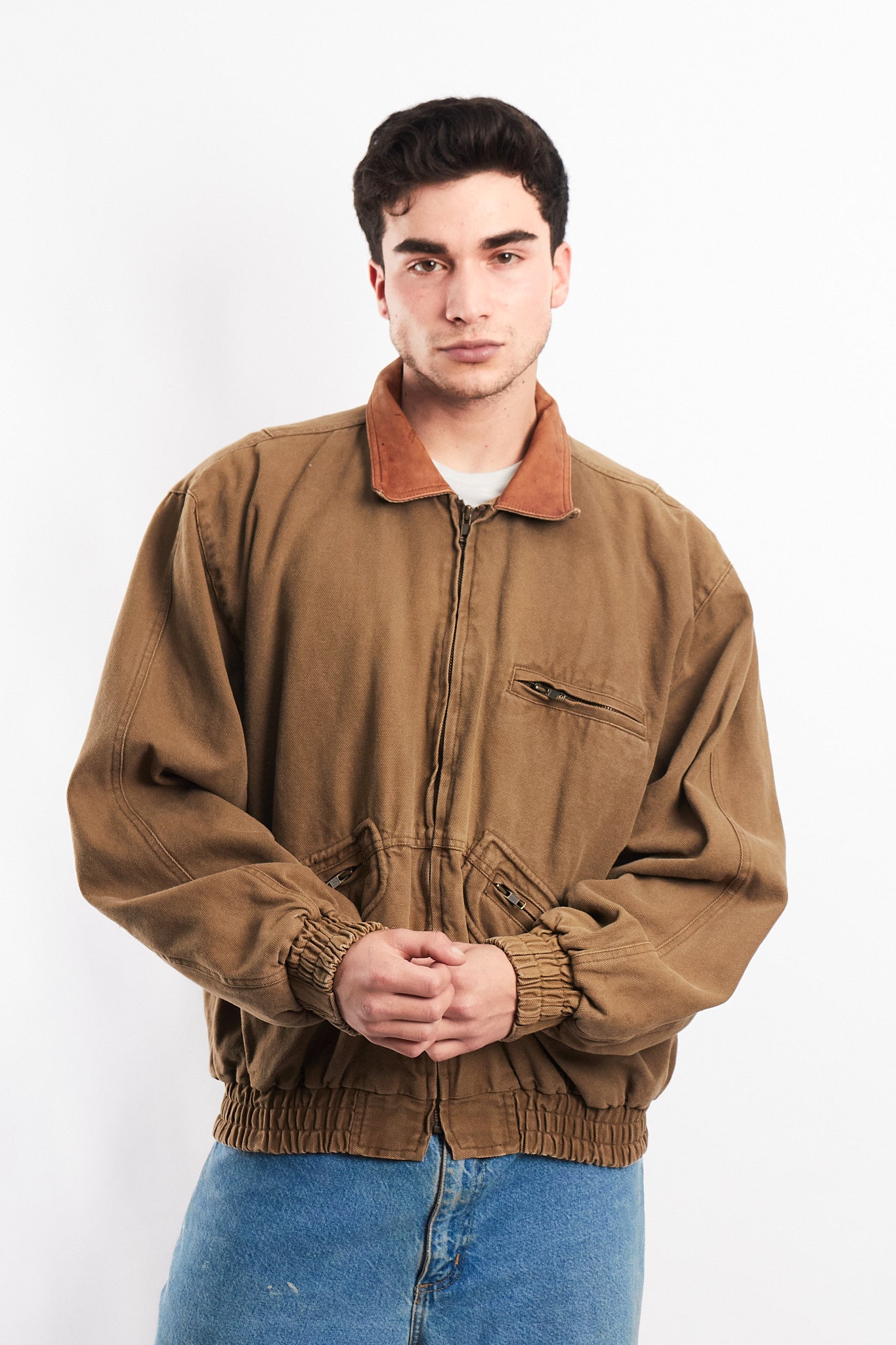 2000 Vintage Leather Collar Workwear Jacket (L)