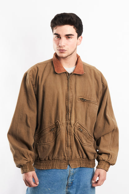 2000 Vintage Leather Collar Workwear Jacket (L)