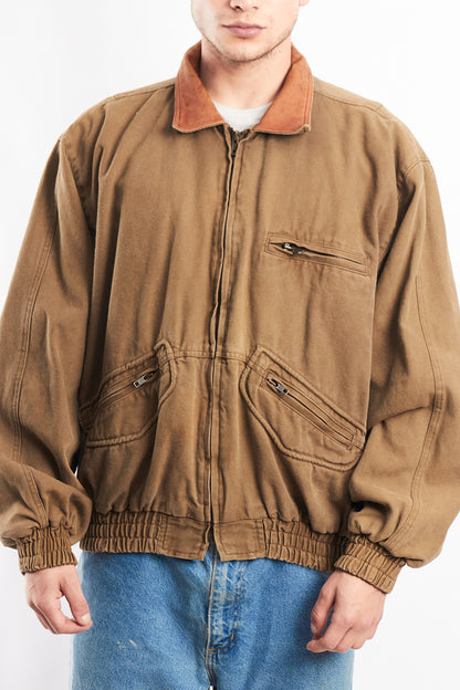 2000 Vintage Leather Collar Workwear Jacket (L)