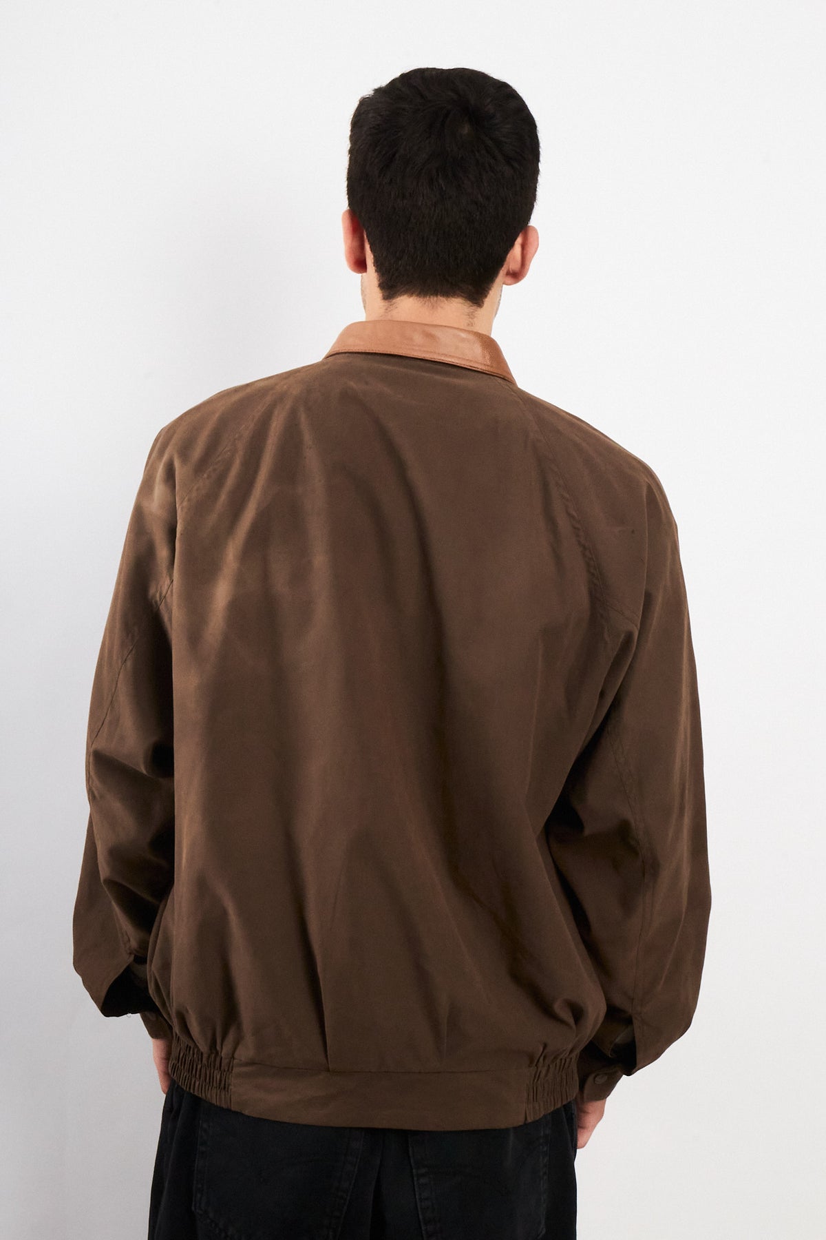 2000 Vintage Yves Saint Laurent Leather Collar Harrington (M/L)