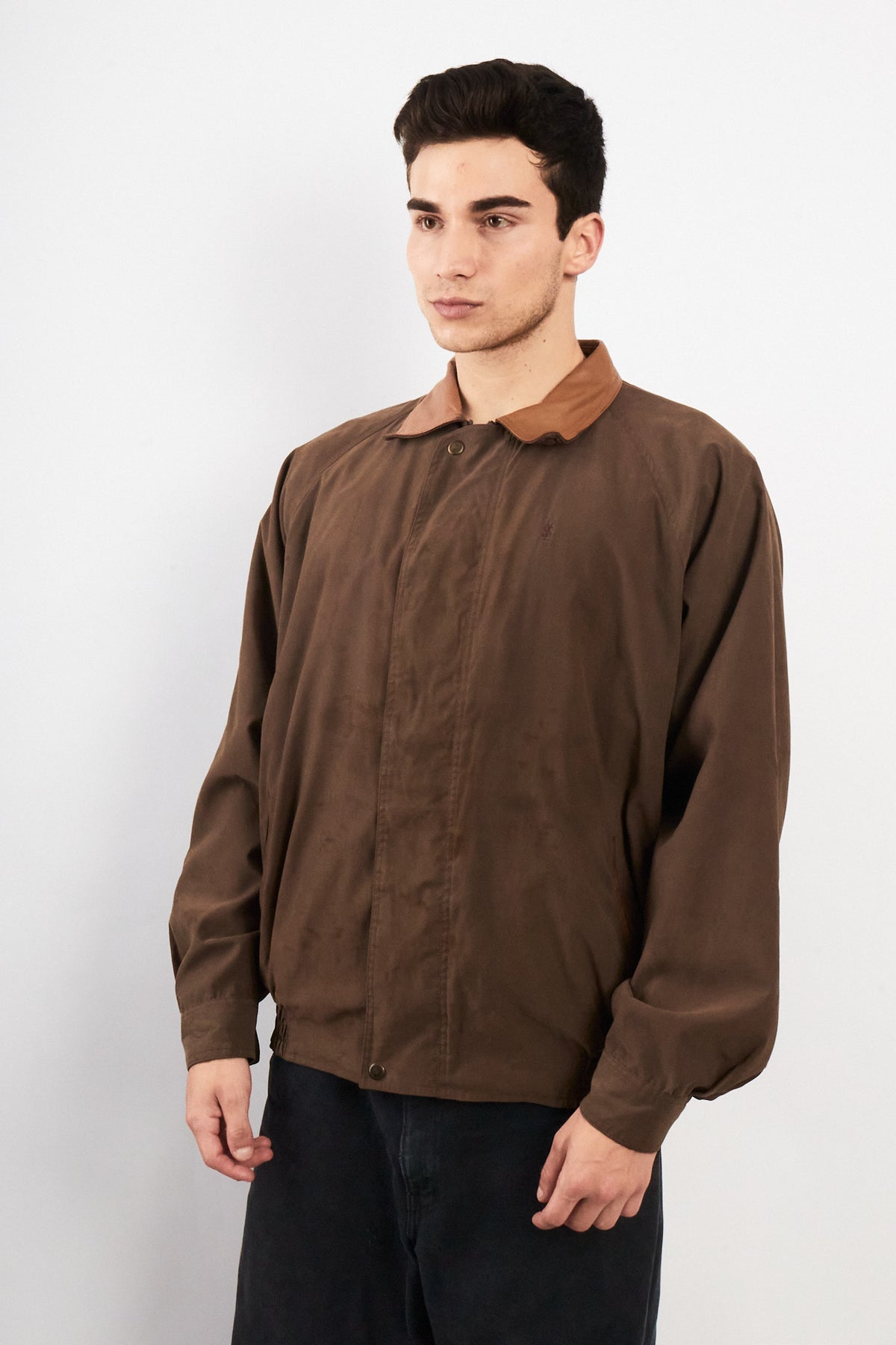 2000 Vintage Yves Saint Laurent Leather Collar Harrington (M/L)