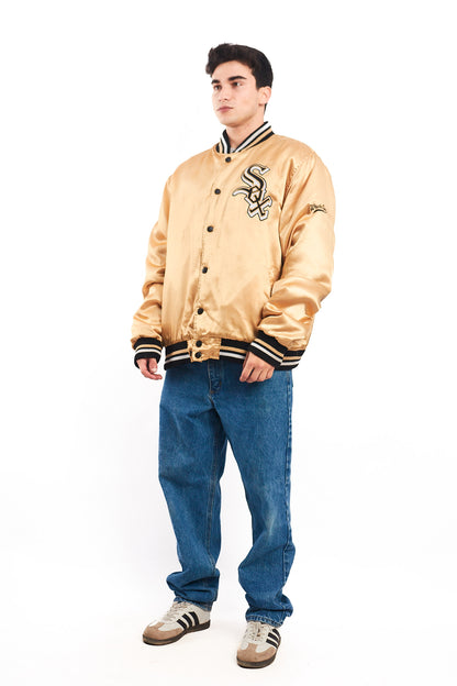 1990 Vintage Majestic MLB Chicago White Sox Gold Satin Jacket (L/XL)