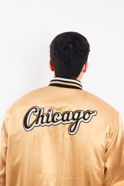 1990 Vintage Majestic MLB Chicago White Sox Gold Satin Jacket (L/XL)