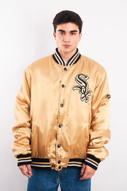 1990 Vintage Majestic MLB Chicago White Sox Gold Satin Jacket (L/XL)