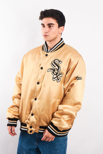1990 Vintage Majestic MLB Chicago White Sox Gold Satin Jacket (L/XL)