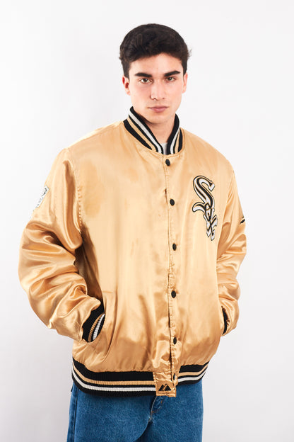 1990 Vintage Majestic MLB Chicago White Sox Gold Satin Jacket (L/XL)