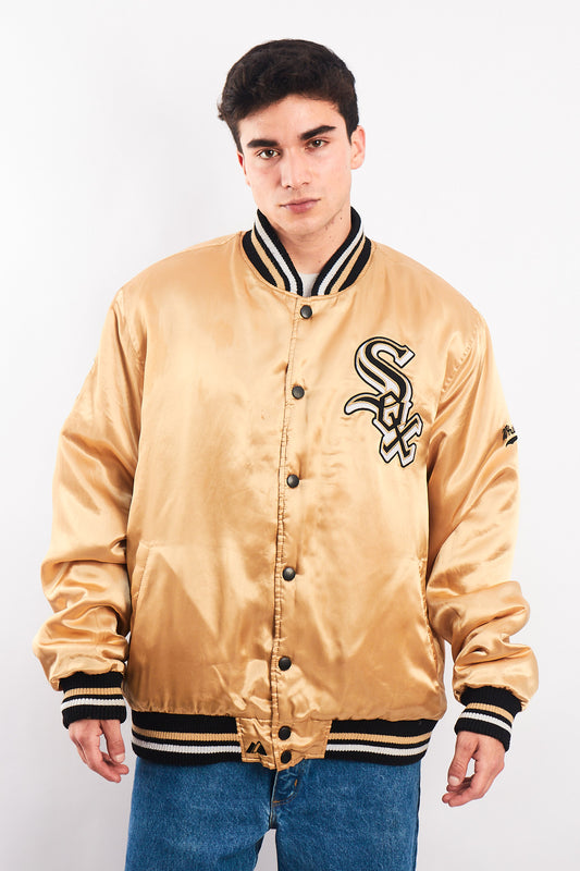 1990 Vintage Majestic MLB Chicago White Sox Gold Satin Jacket (L/XL)