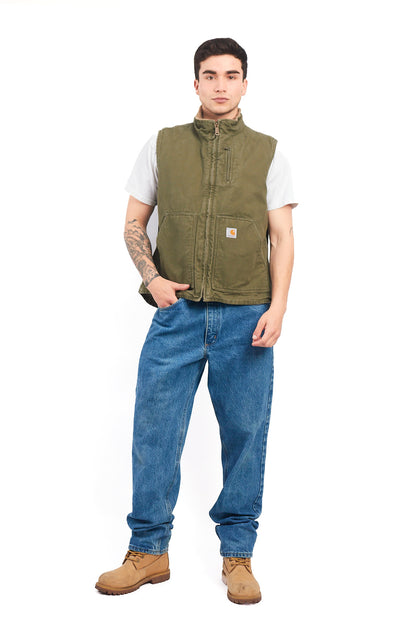 Vintage Carhartt Light Olive Green Sherpa Vest (M/L)