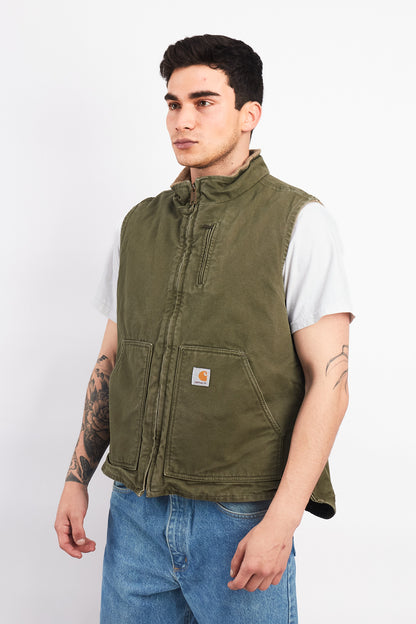 Vintage Carhartt Light Olive Green Sherpa Vest (M/L)