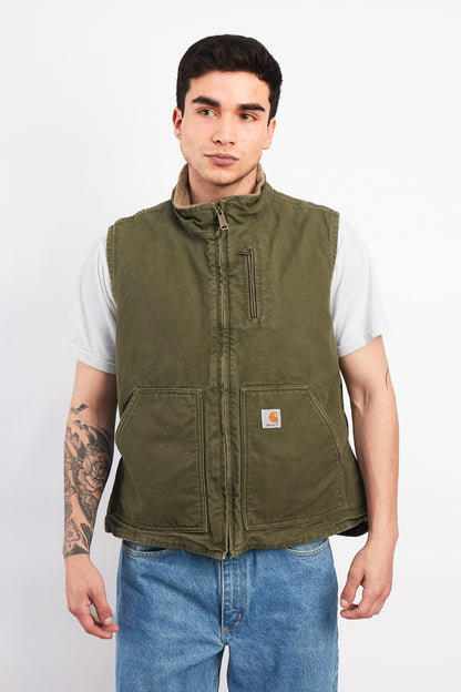 Vintage Carhartt Light Olive Green Sherpa Vest (M/L)