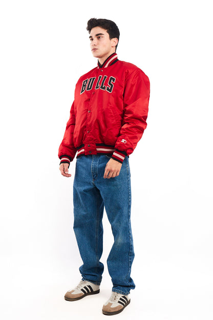 1980 Vintage Starter NBA Chicago Bulls Satin Bomber Jacket (L)