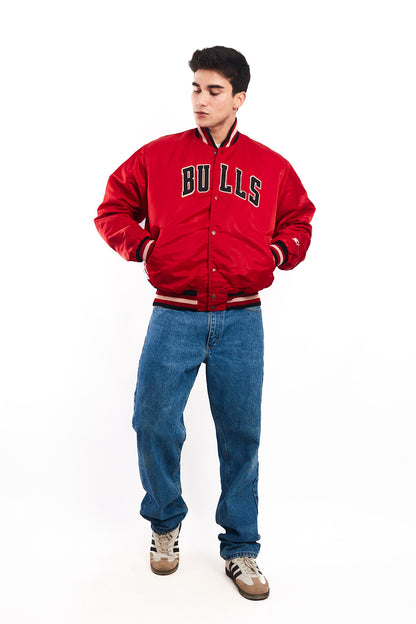 1980 Vintage Starter NBA Chicago Bulls Satin Bomber Jacket (L)