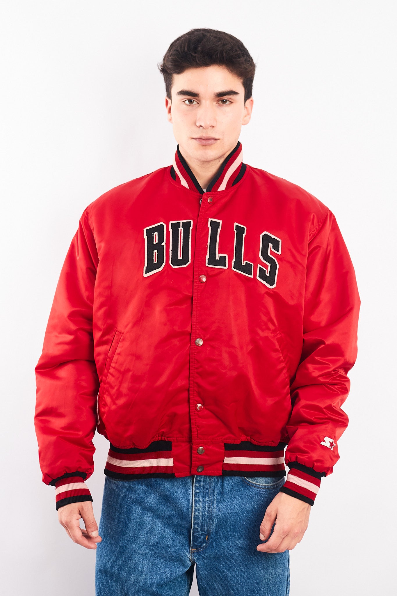 1980 Vintage Starter NBA Chicago Bulls Satin Bomber Jacket (L)