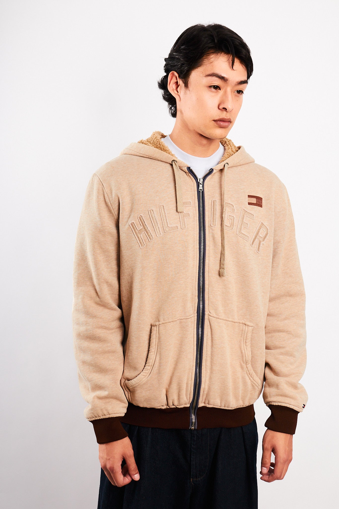 2000 Vintage Tommy Hilfiger Sherpa Hooded Jacket (M/L)