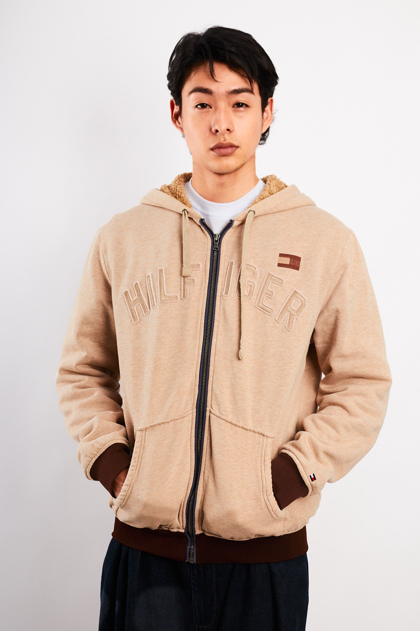2000 Vintage Tommy Hilfiger Sherpa Hooded Jacket (M/L)