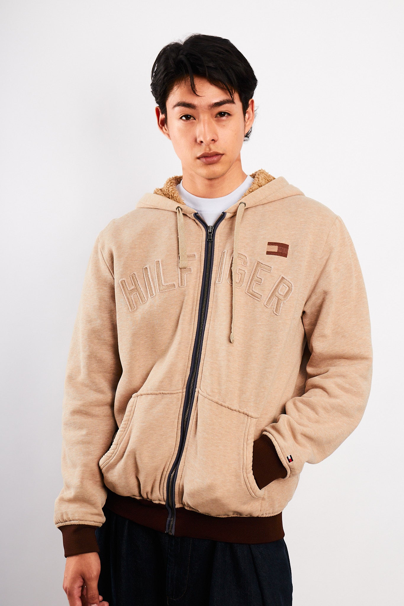 2000 Vintage Tommy Hilfiger Sherpa Hooded Jacket (M/L)