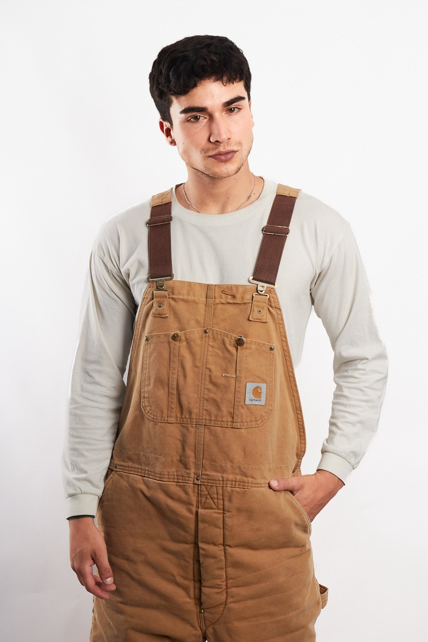 Vintage Carhartt Hamilton Brown Baggy Carpenter Overall (L)