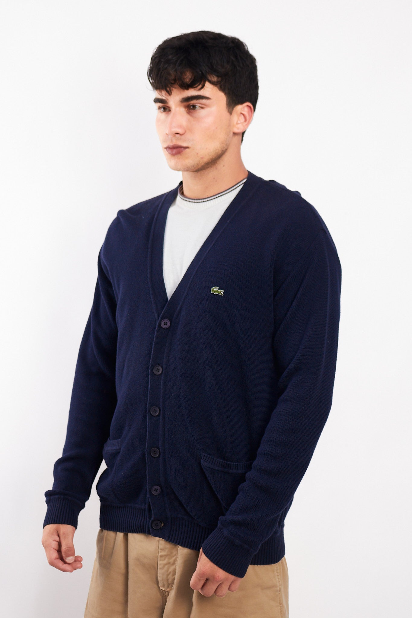 2000 Lacoste Navy Cotton Cardigan(L)