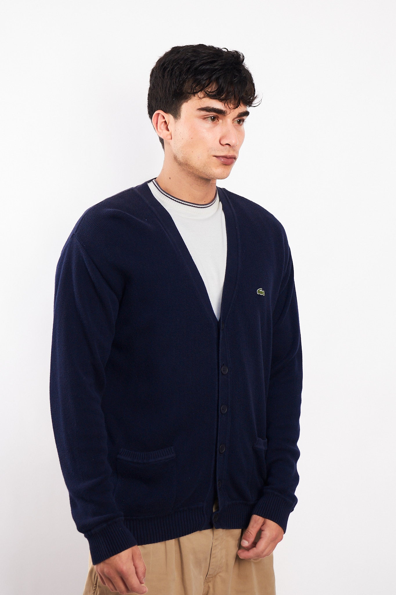 2000 Lacoste Navy Cotton Cardigan(L)