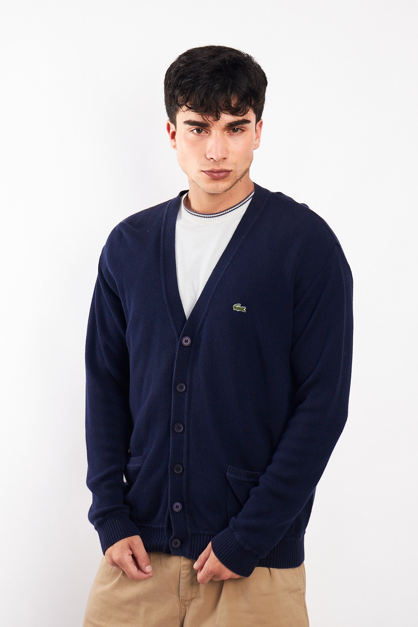 2000 Lacoste Navy Cotton Cardigan(L)