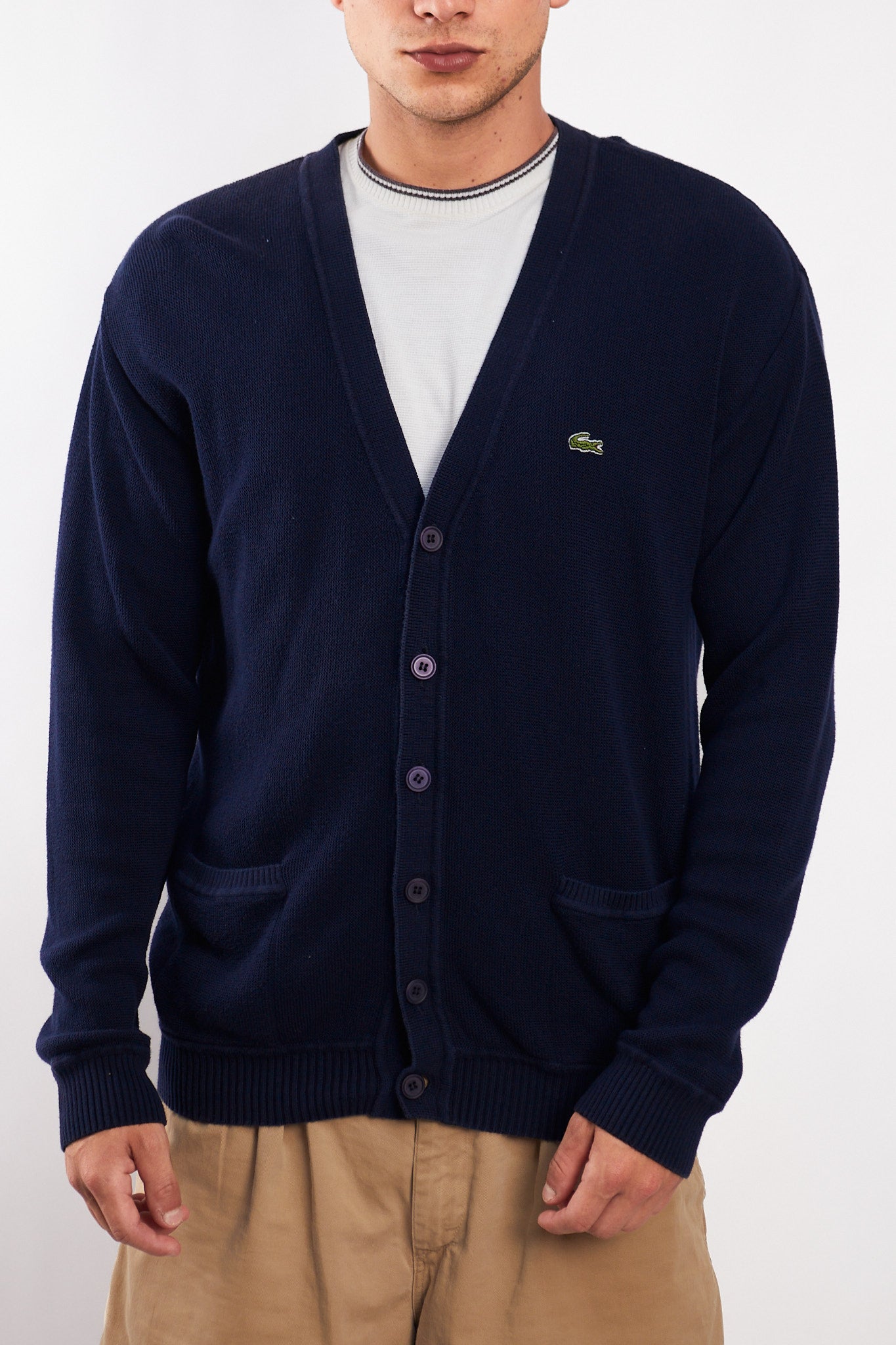 2000 Lacoste Navy Cotton Cardigan(L)
