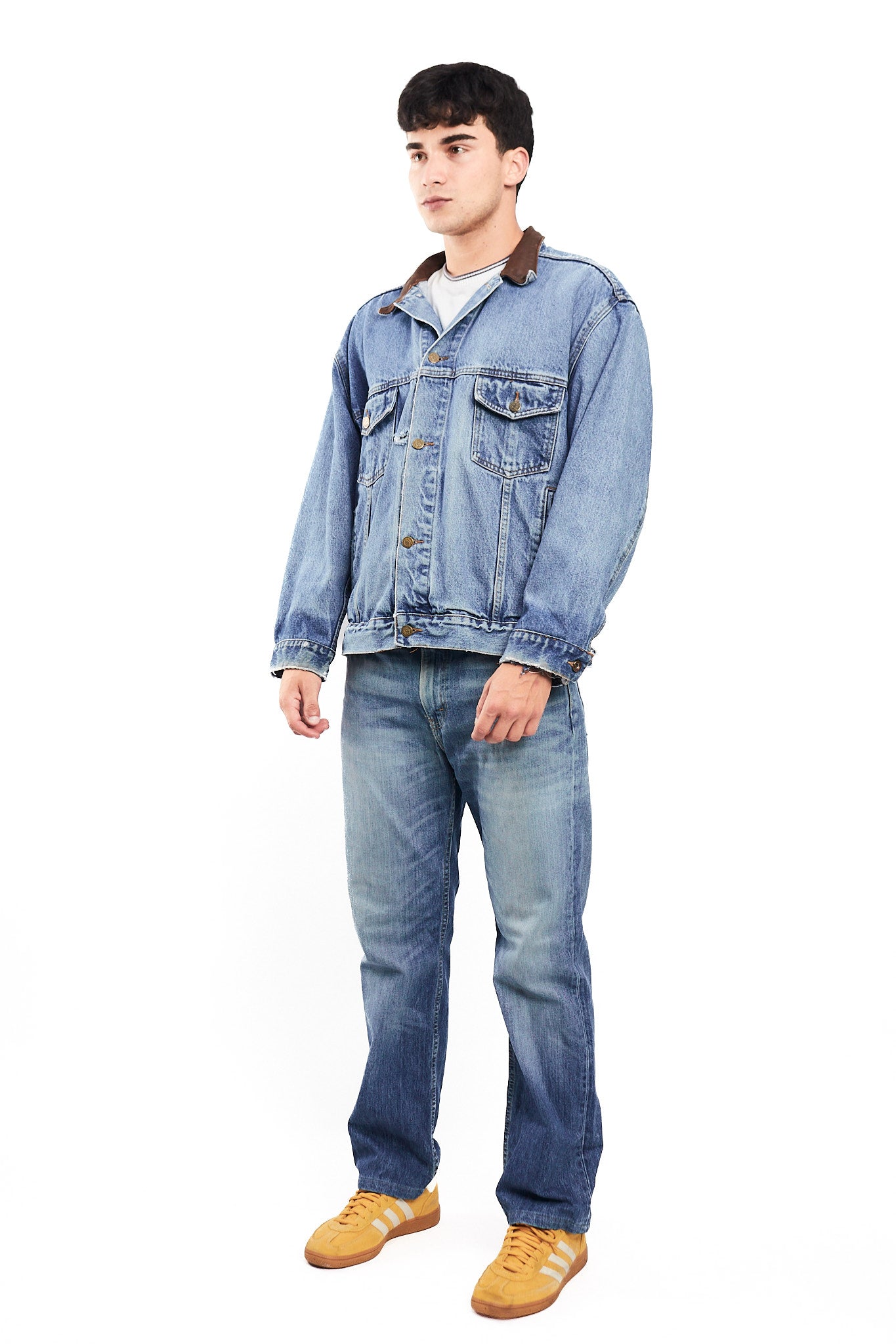 1990 Vintage Marlboro Country Leather Collar Denim Jacket (M/L)