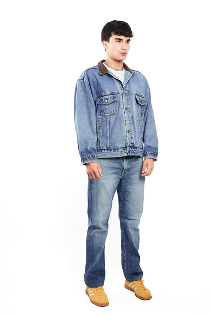 1990 Vintage Marlboro Country Leather Collar Denim Jacket (M/L)