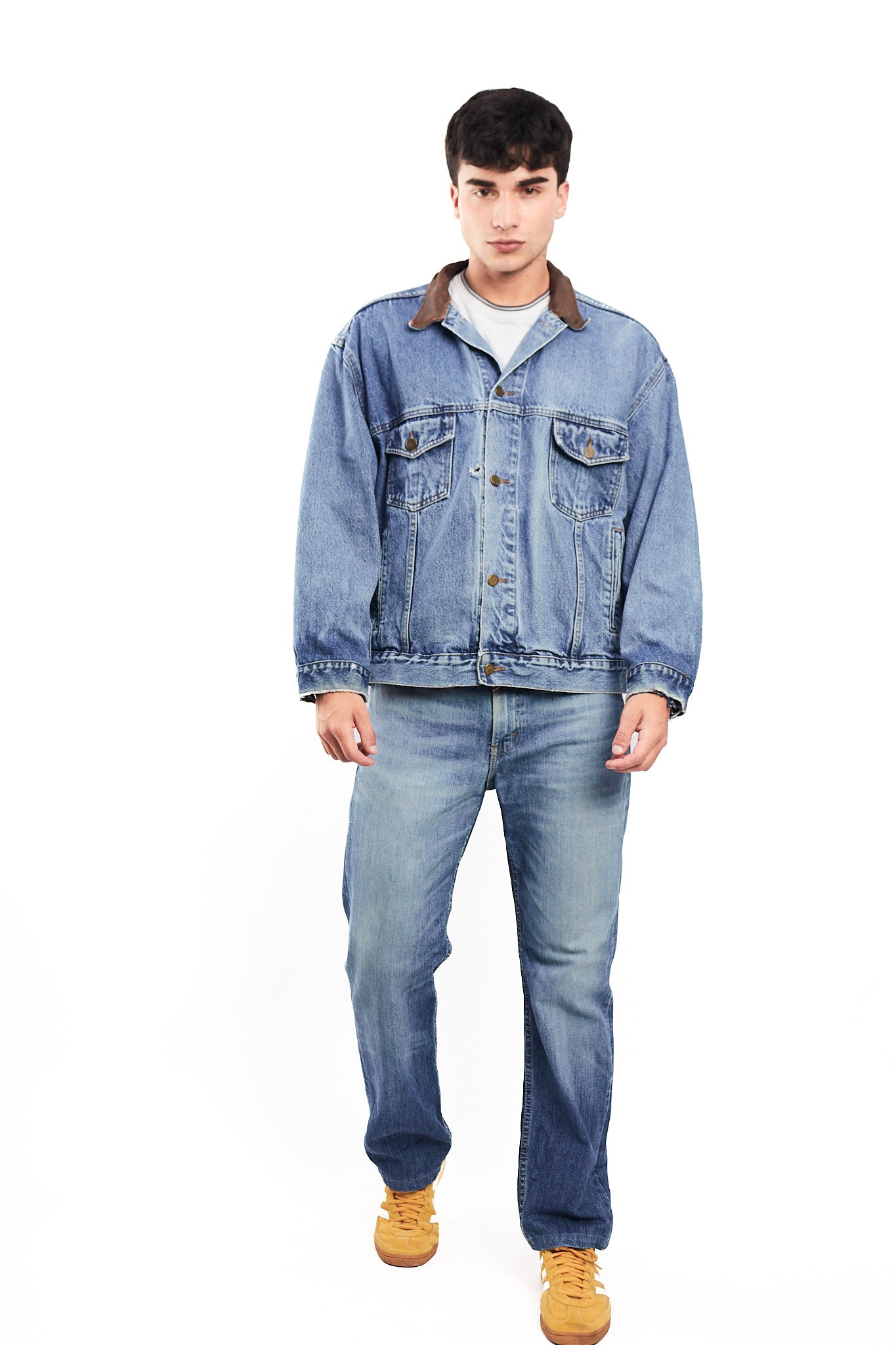 1990 Vintage Marlboro Country Leather Collar Denim Jacket (M/L)