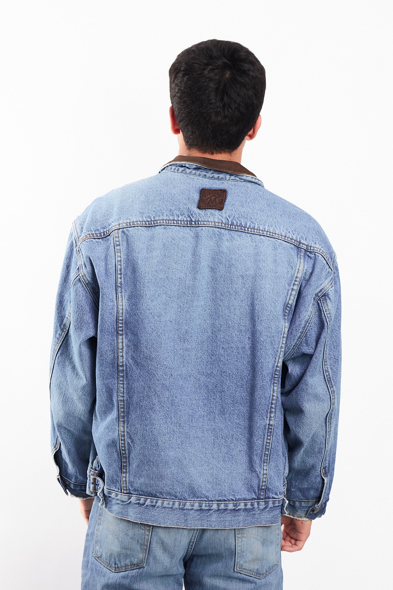 1990 Vintage Marlboro Country Leather Collar Denim Jacket (M/L)