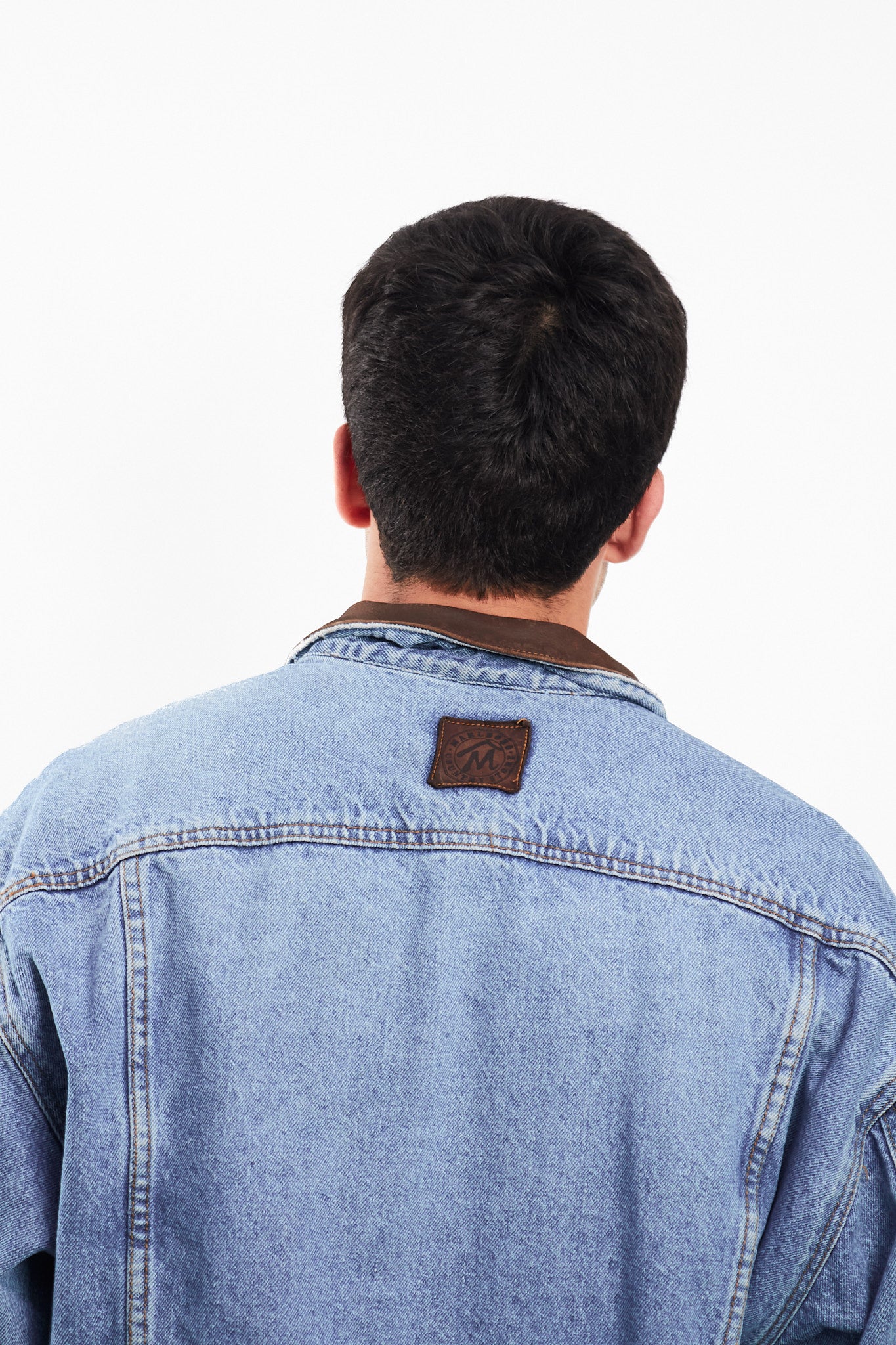 1990 Vintage Marlboro Country Leather Collar Denim Jacket (M/L)