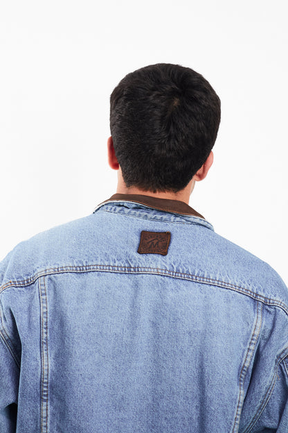 1990 Vintage Marlboro Country Leather Collar Denim Jacket (M/L)