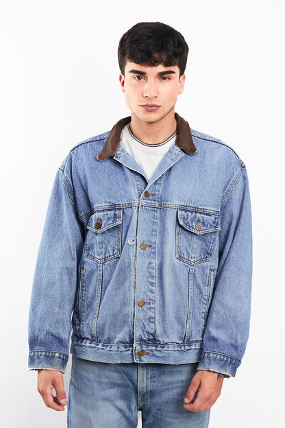 1990 Vintage Marlboro Country Leather Collar Denim Jacket (M/L)