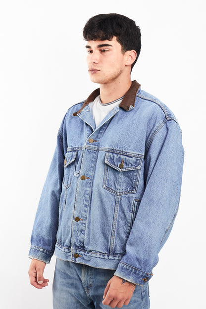 1990 Vintage Marlboro Country Leather Collar Denim Jacket (M/L)
