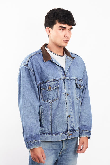 1990 Vintage Marlboro Country Leather Collar Denim Jacket (M/L)