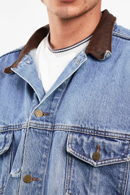 1990 Vintage Marlboro Country Leather Collar Denim Jacket (M/L)