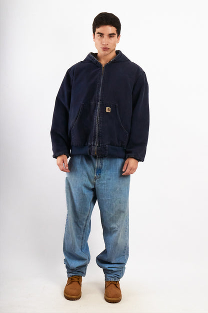 2000 Vintage Carhartt J140 Midnight Blue Duck Active Jacket (M/L)