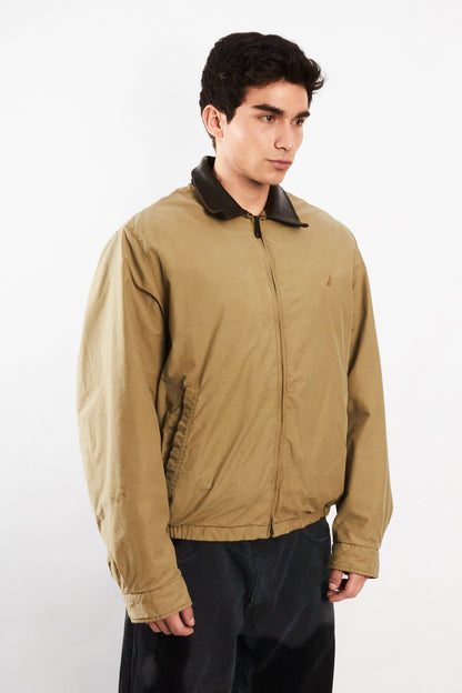 2000 Vintage Nautica Camel Leather Collar Harrington Jacket (M/L)