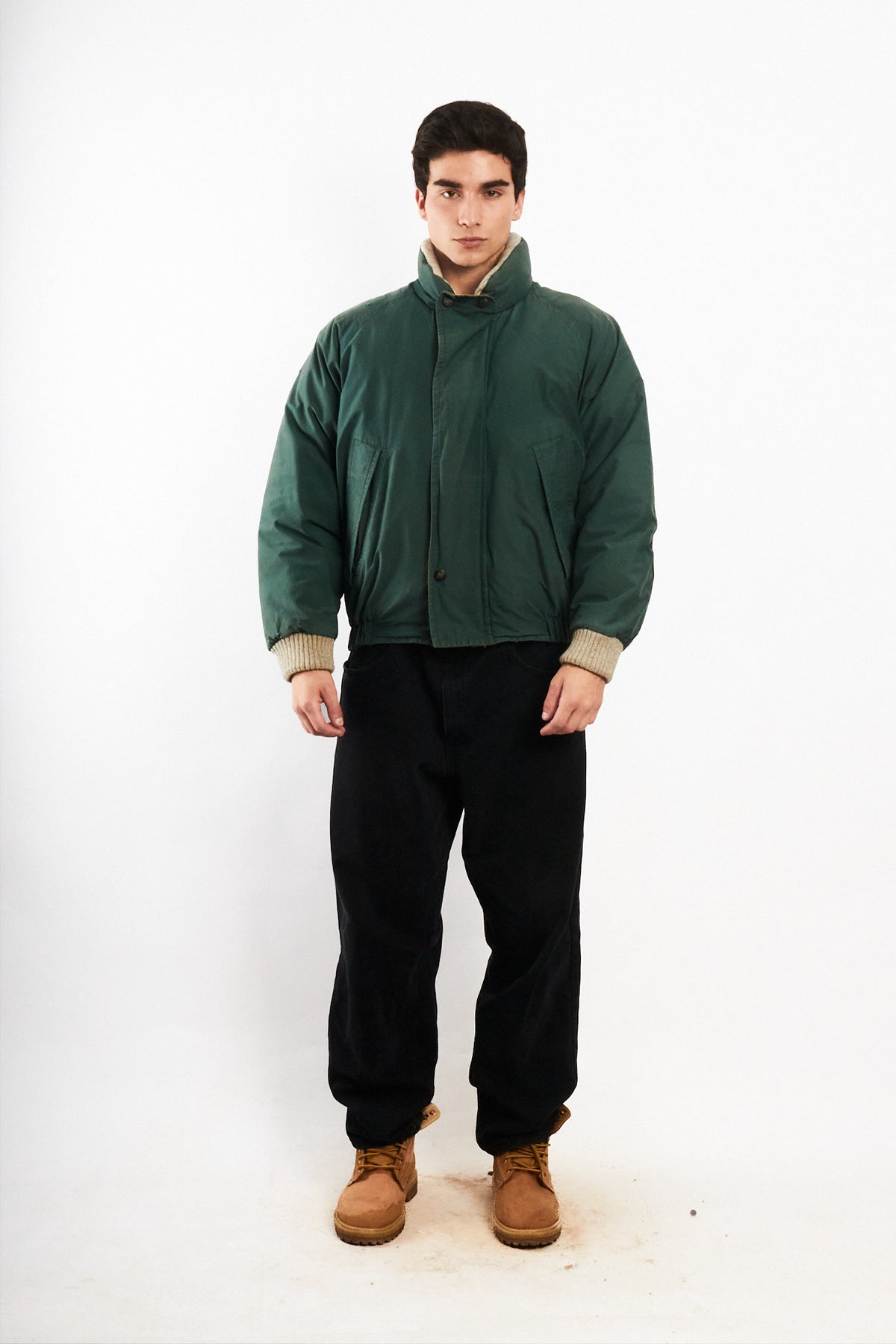 2000 Vintage Nautica Forest Green Leather Patched Down Jacket (M)