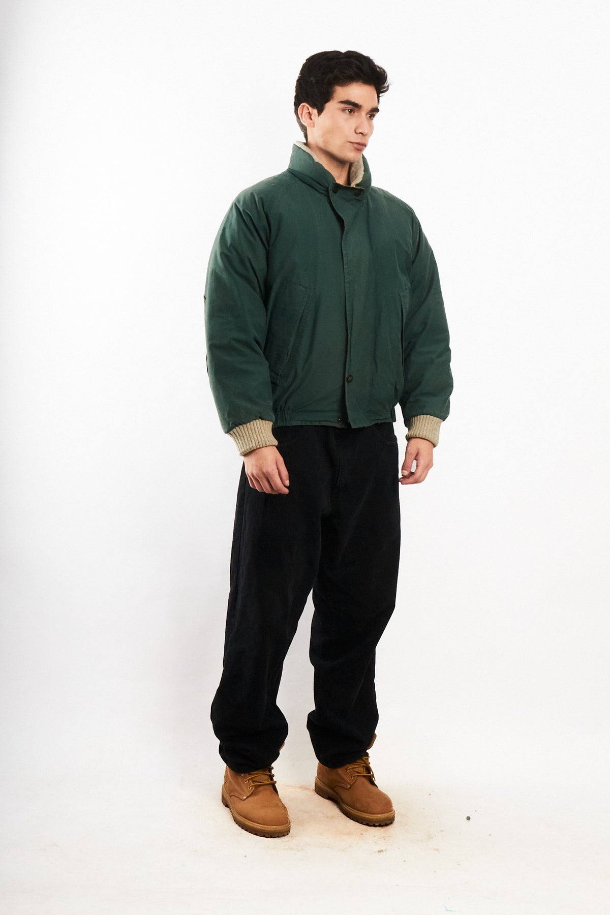 2000 Vintage Nautica Forest Green Leather Patched Down Jacket (M)