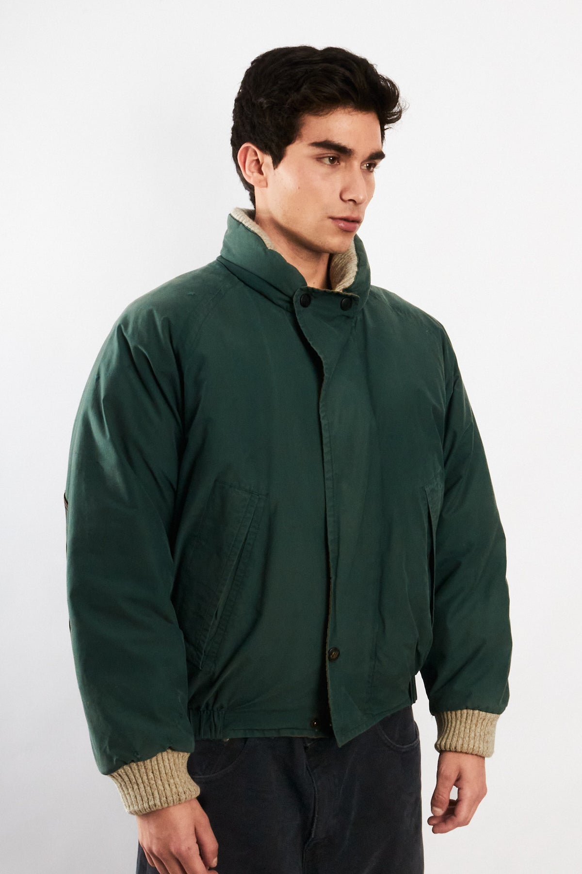 2000 Vintage Nautica Forest Green Leather Patched Down Jacket (M)