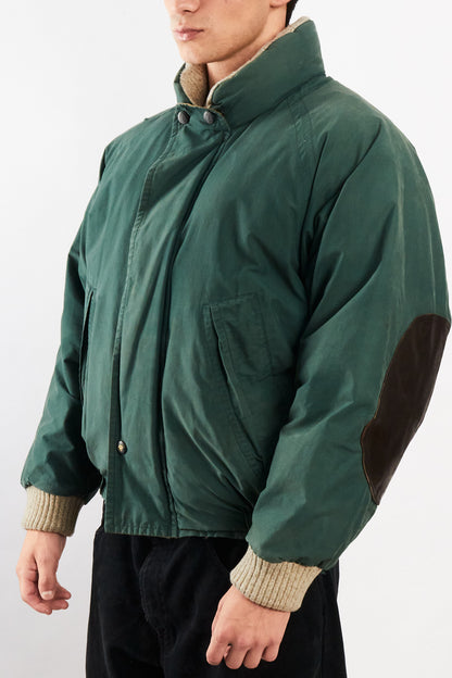 2000 Vintage Nautica Forest Green Leather Patched Down Jacket (M)