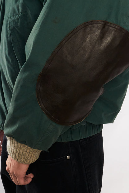 2000 Vintage Nautica Forest Green Leather Patched Down Jacket (M)