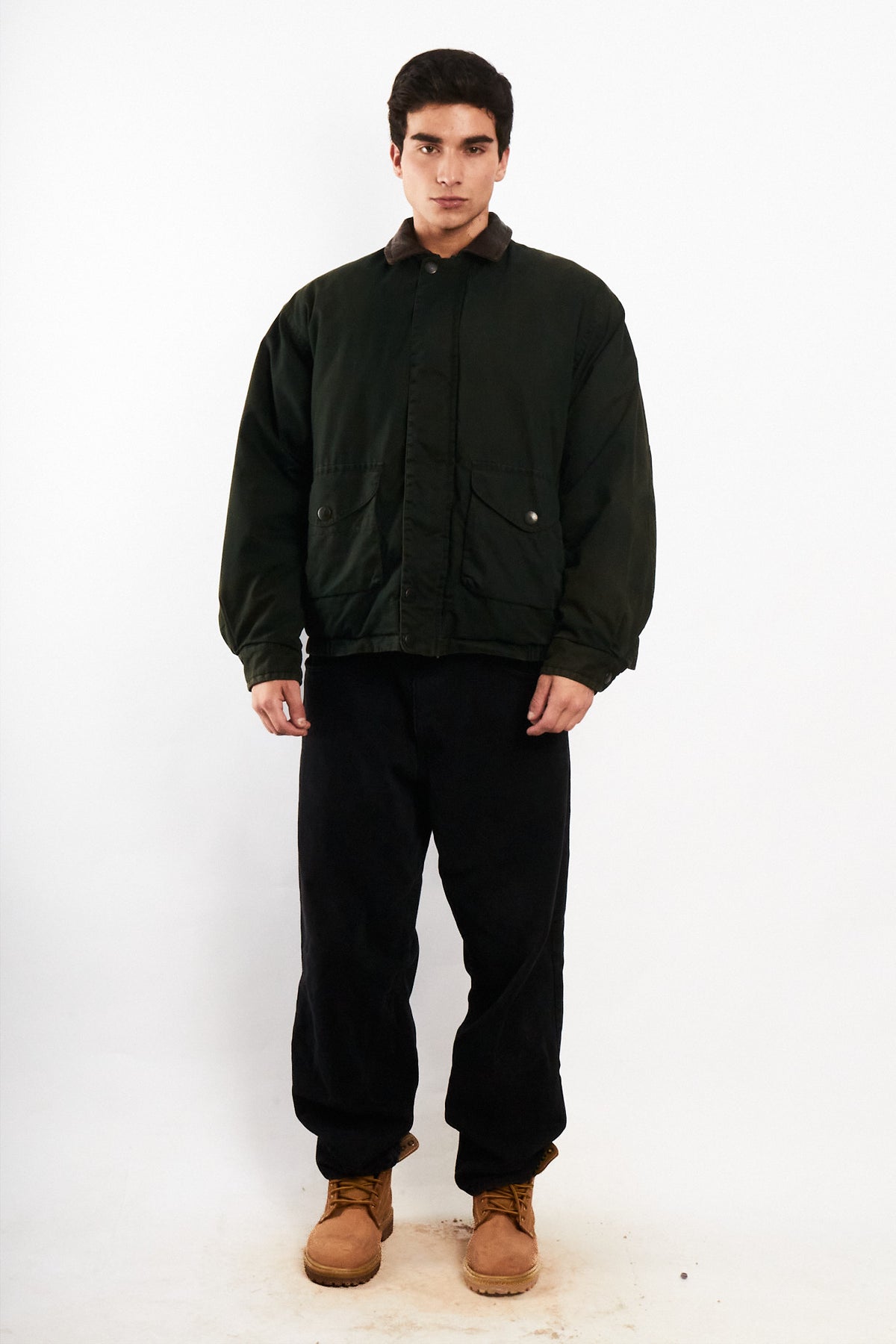 2000 Vintage Nautica Leather Collar Forest Green Down Jacket (L)