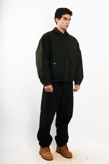 2000 Vintage Nautica Leather Collar Forest Green Down Jacket (L)