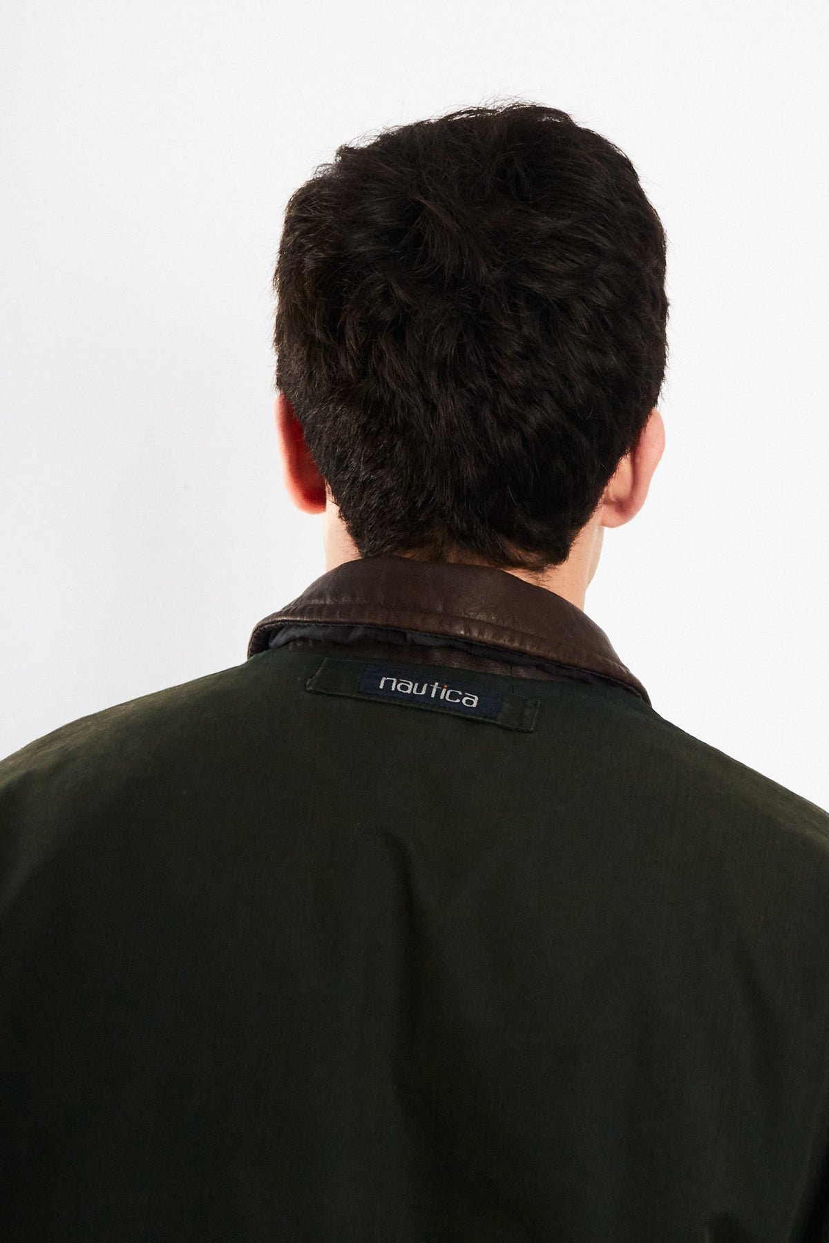 2000 Vintage Nautica Leather Collar Forest Green Down Jacket (L)